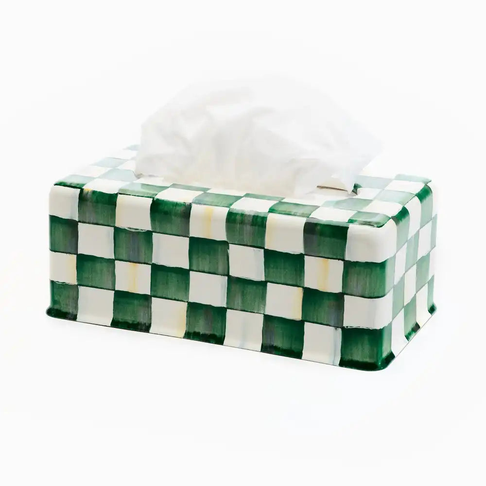 Emerald Check Standard Tissue Box Cover