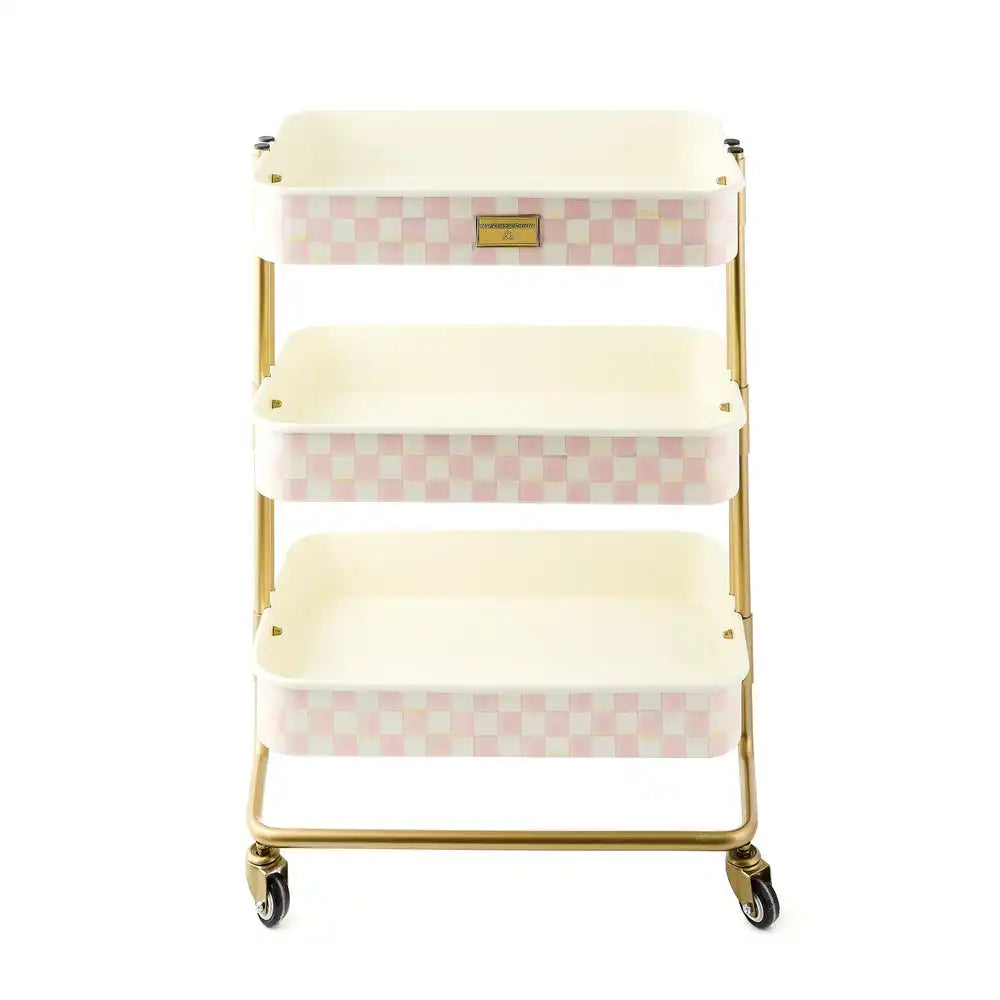 Rosy Check 3-Tier Kitchen Cart