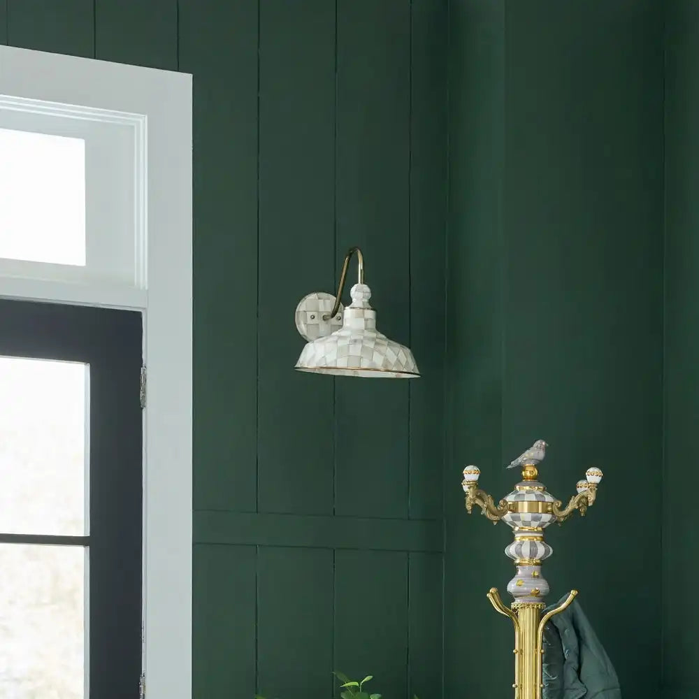Mocha Check 12" Barn Sconce