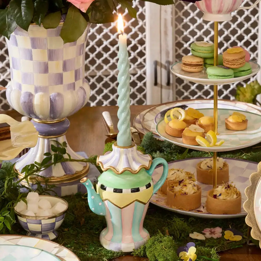 Violet Teapot Candle Holder