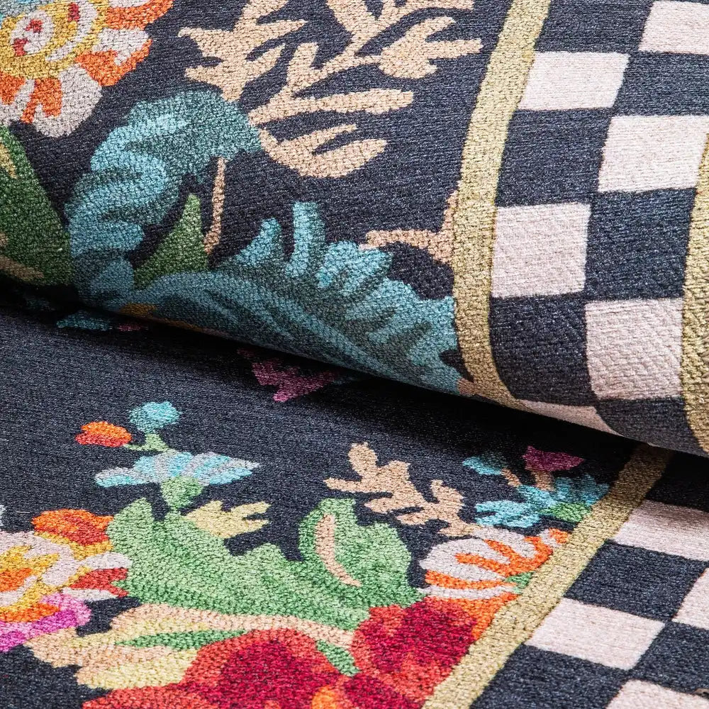 Flower Market 6' Octagon Washable Rug