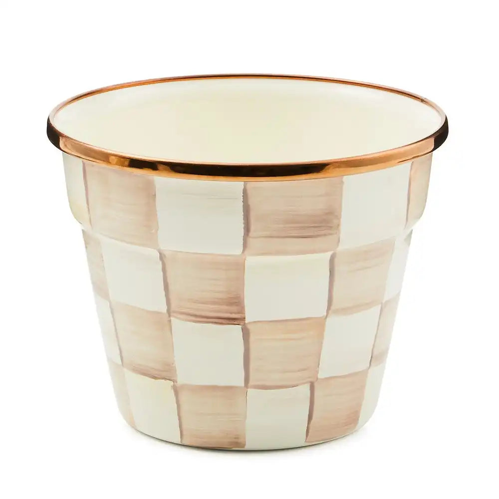 Mocha Check Small Garden Pot