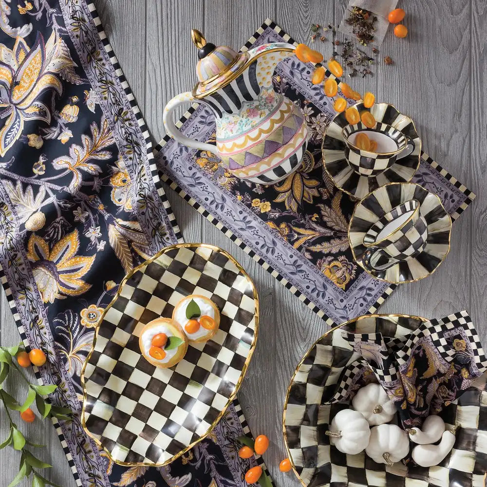 Rosy Check Medium Ceramic Fluted Serving Bowl