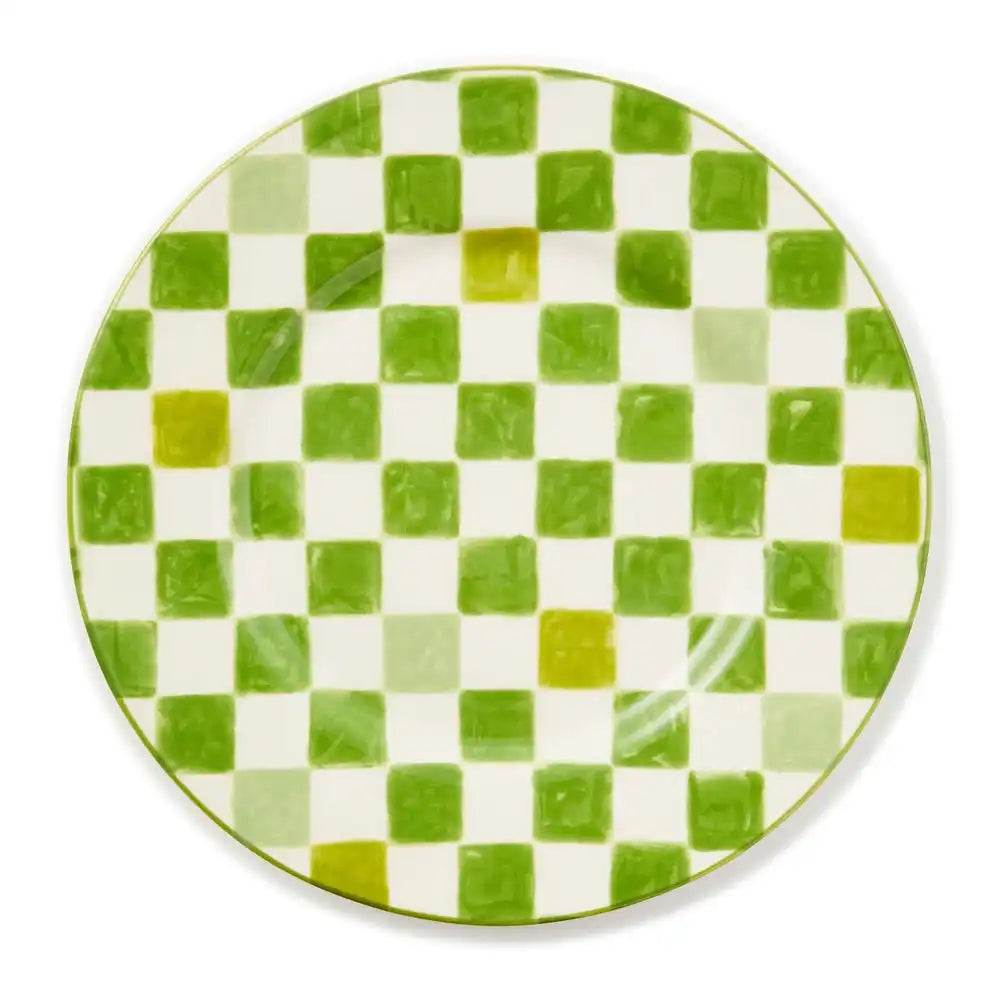 Green Check Dinner Plate