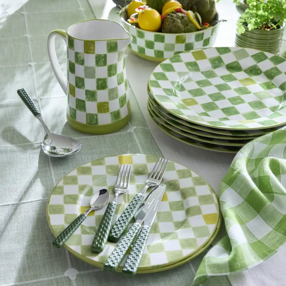 Green Check Dinner Plate