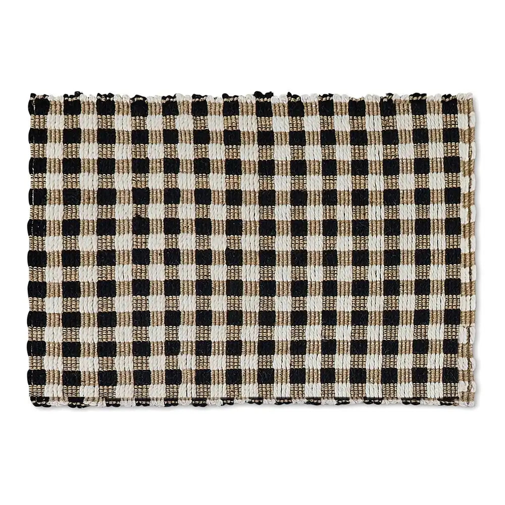 Natural, Black & White Checked 2' x 3' Rug