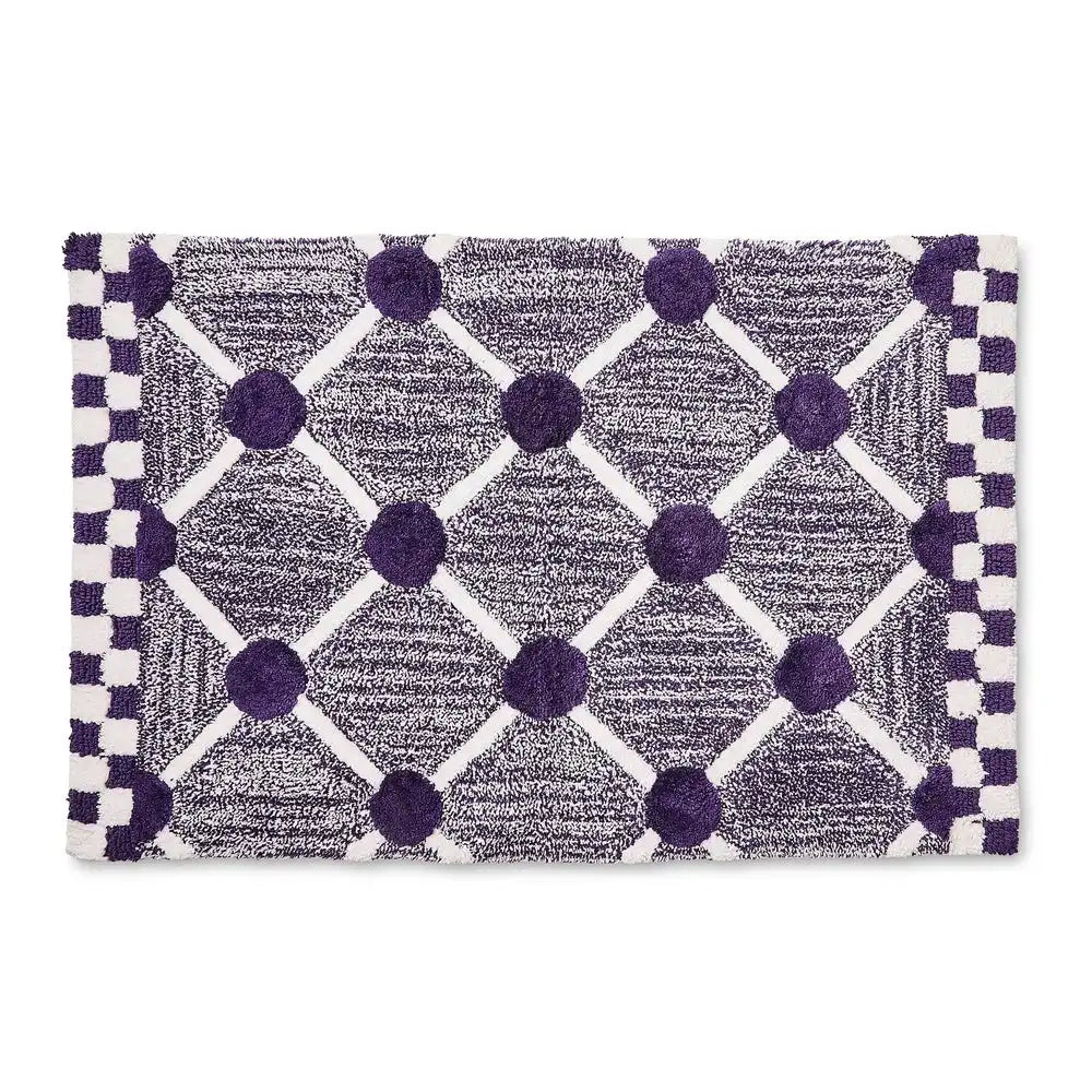 Black Lattice & Dot Bath Rug