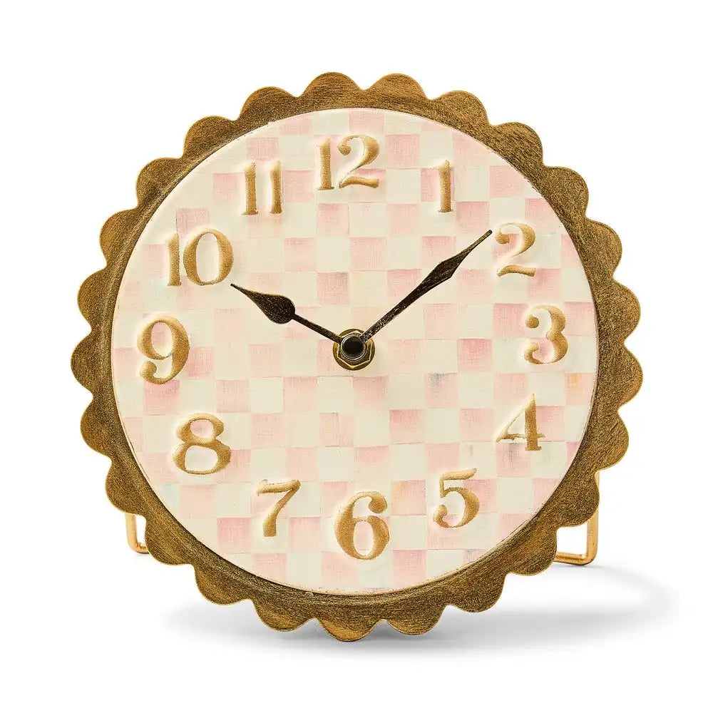 Rosy Check Scalloped Desk Clock