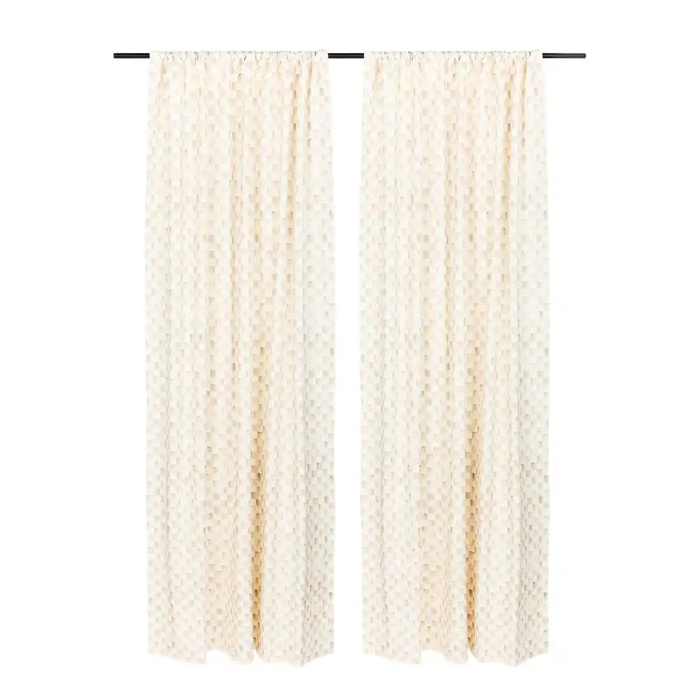 Mocha Check 84" Curtain Panel