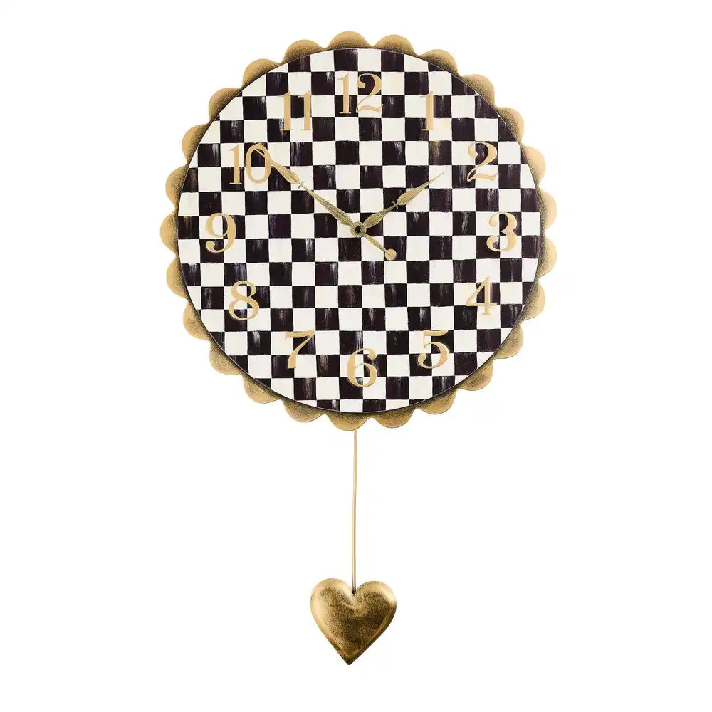 Courtly Check Heart Pendant Wall Clock