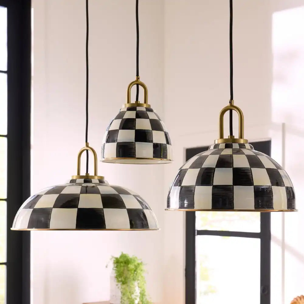 Courtly Check 8" Dome Pendant Lamp
