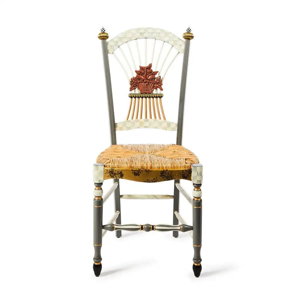 Sterling Check Flower Basket Side Chair