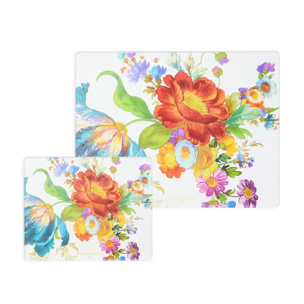 Flower Market Glass Cutting Boards, Set of 2