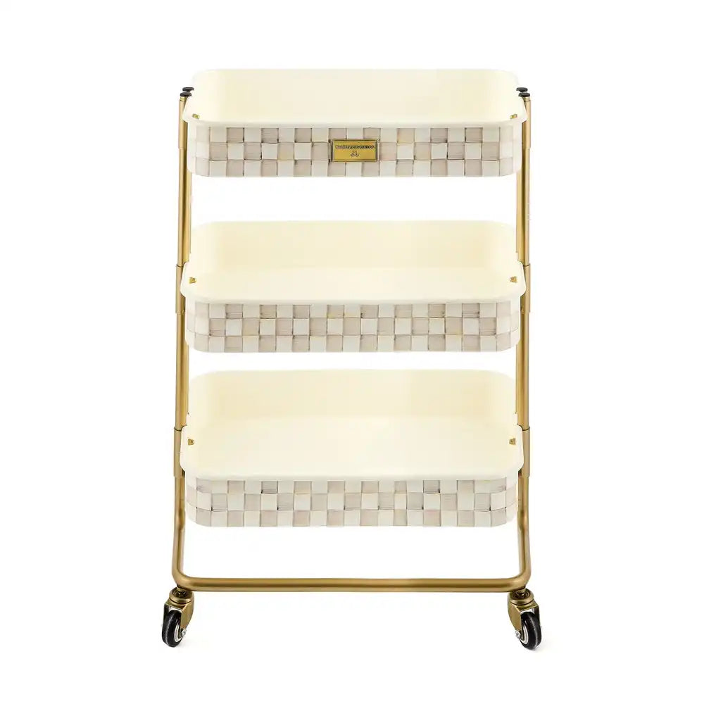Mocha Check 3-Tier Kitchen Cart