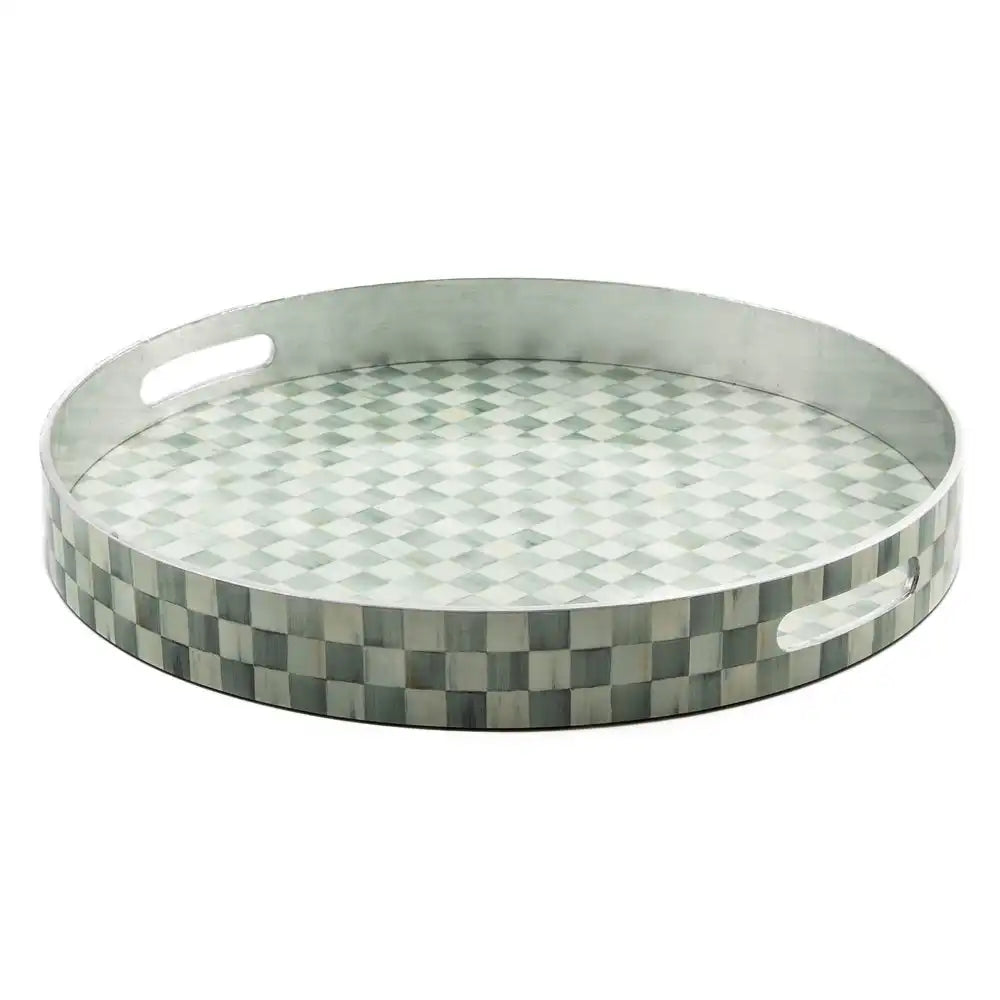 Sterling Check Lacquer Round Tray